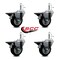 Service Caster 3.5'' Black Poly Swivel 7/16'' Grip Ring Stem Caster Set with Brake, 4PK SCC-GR20S3514-PPUB-BLK-PLB-716138-4 - alternate 3